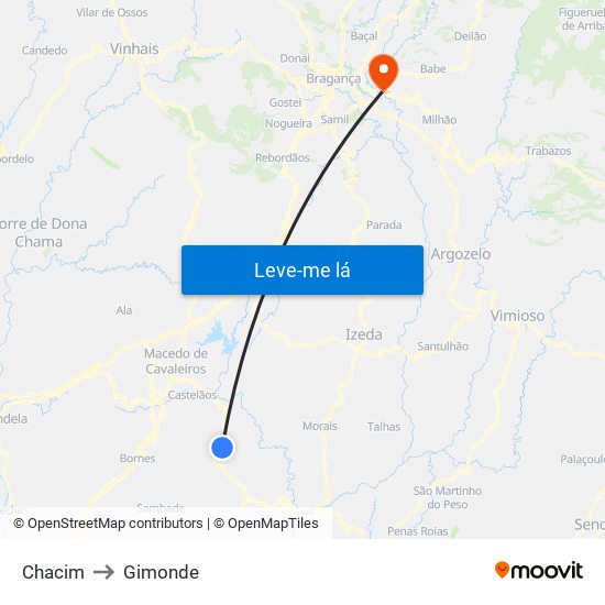 Chacim to Gimonde map