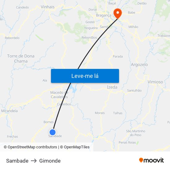 Sambade to Gimonde map