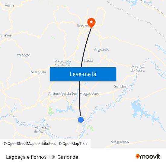 Lagoaça e Fornos to Gimonde map