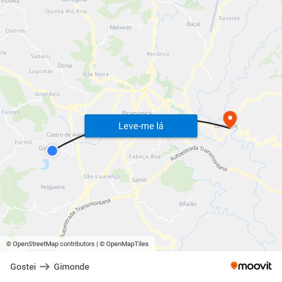 Gostei to Gimonde map