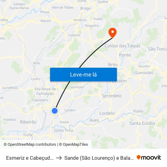 Esmeriz e Cabeçudos to Sande (São Lourenço) e Balazar map