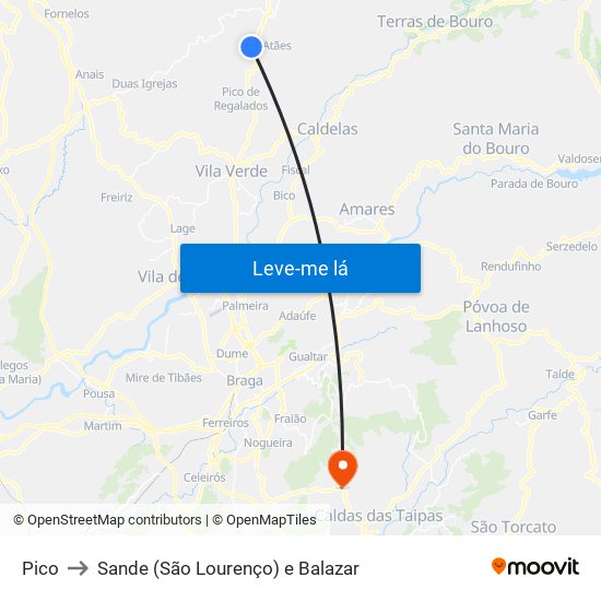 Pico to Sande (São Lourenço) e Balazar map