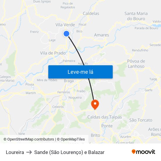 Loureira to Sande (São Lourenço) e Balazar map