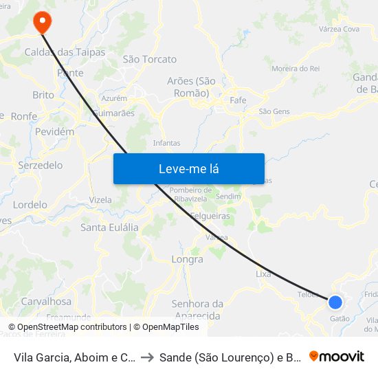 Vila Garcia, Aboim e Chapa to Sande (São Lourenço) e Balazar map