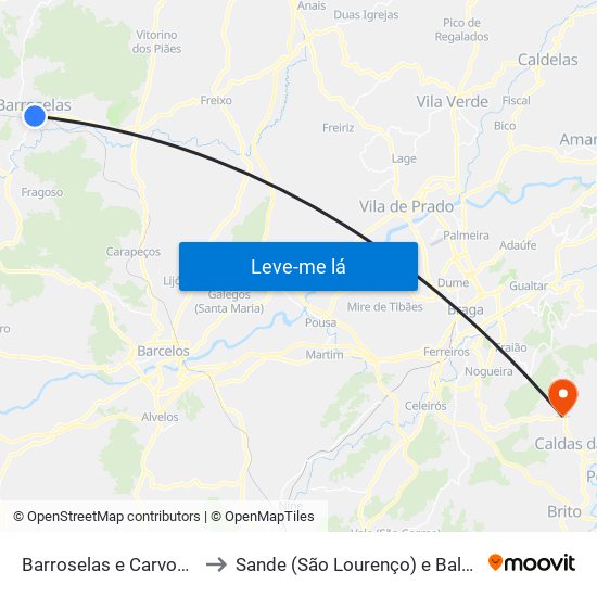 Barroselas e Carvoeiro to Sande (São Lourenço) e Balazar map