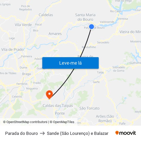 Parada do Bouro to Sande (São Lourenço) e Balazar map
