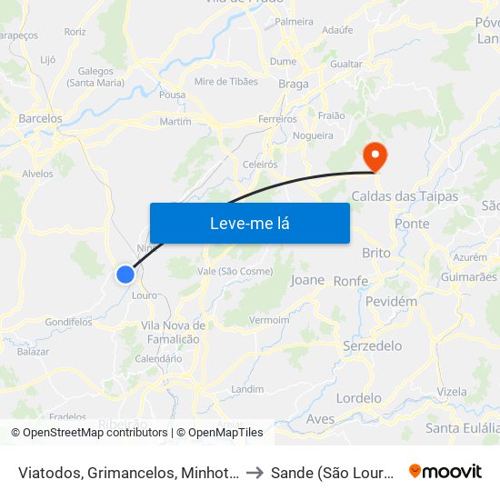 Viatodos, Grimancelos, Minhotães e Monte de Fralães to Sande (São Lourenço) e Balazar map