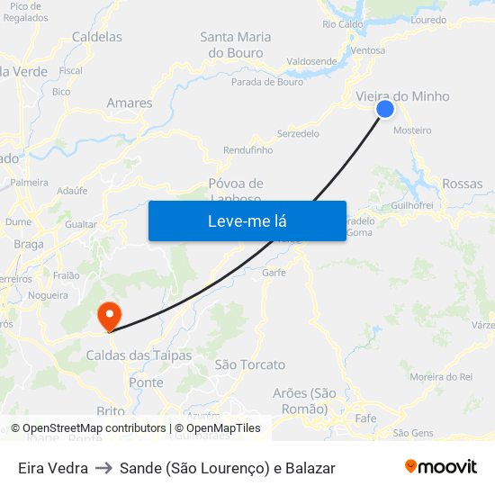 Eira Vedra to Sande (São Lourenço) e Balazar map