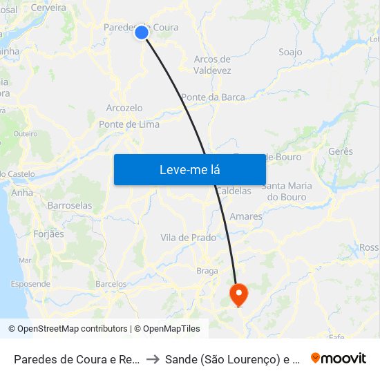 Paredes de Coura e Resende to Sande (São Lourenço) e Balazar map