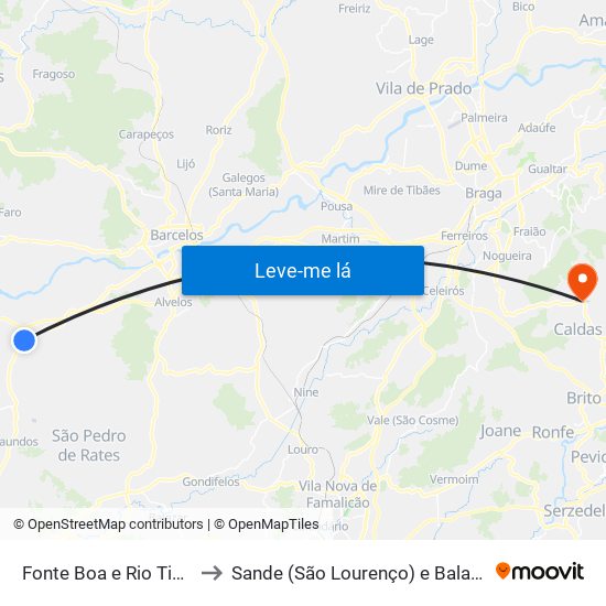 Fonte Boa e Rio Tinto to Sande (São Lourenço) e Balazar map