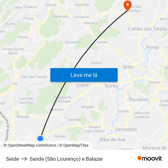 Seide to Sande (São Lourenço) e Balazar map