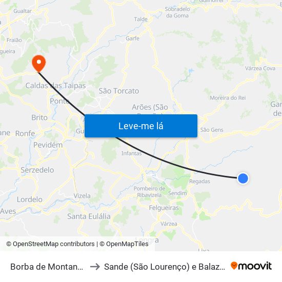 Borba de Montanha to Sande (São Lourenço) e Balazar map