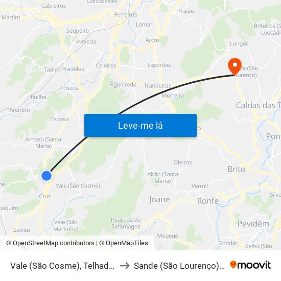 Vale (São Cosme), Telhado e Portela to Sande (São Lourenço) e Balazar map