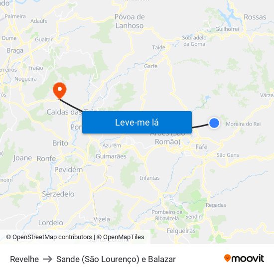 Revelhe to Sande (São Lourenço) e Balazar map
