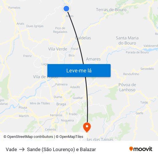 Vade to Sande (São Lourenço) e Balazar map