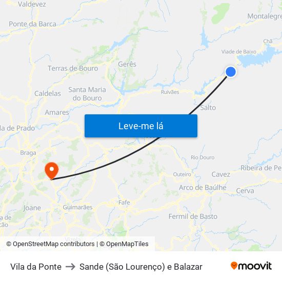 Vila da Ponte to Sande (São Lourenço) e Balazar map