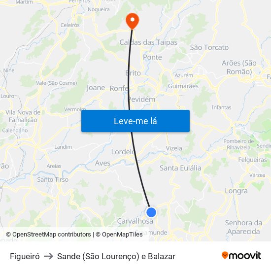 Figueiró to Sande (São Lourenço) e Balazar map