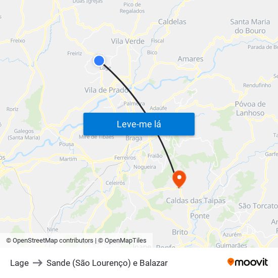 Lage to Sande (São Lourenço) e Balazar map