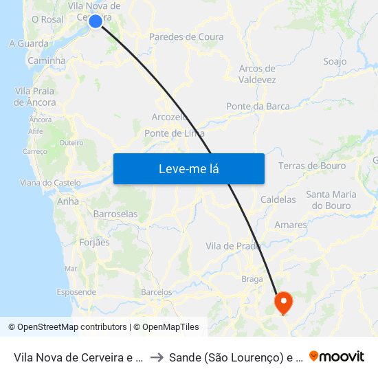 Vila Nova de Cerveira e Lovelhe to Sande (São Lourenço) e Balazar map