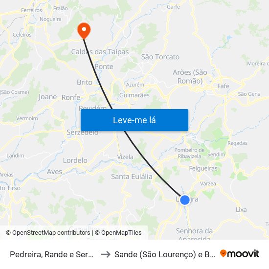 Pedreira, Rande e Sernande to Sande (São Lourenço) e Balazar map