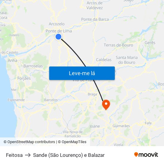 Feitosa to Sande (São Lourenço) e Balazar map