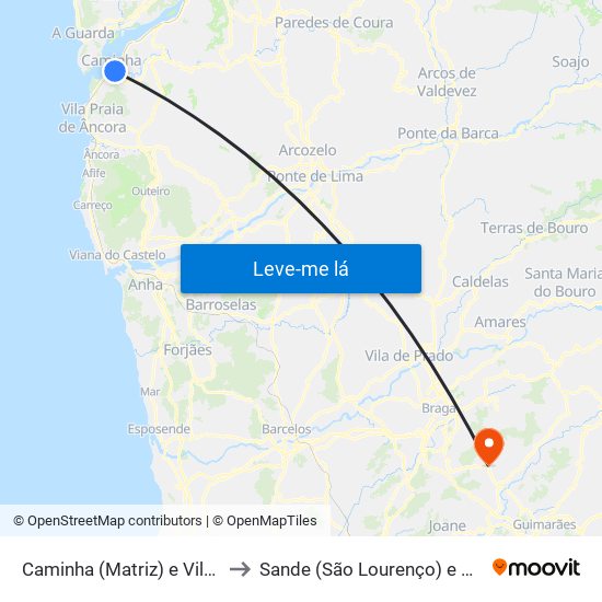 Caminha (Matriz) e Vilarelho to Sande (São Lourenço) e Balazar map