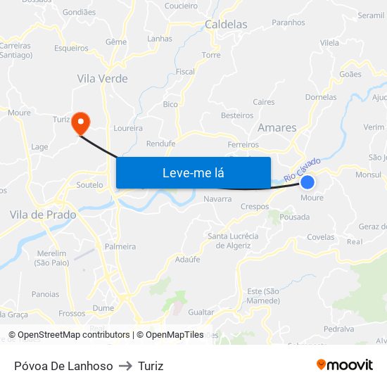 Póvoa De Lanhoso to Turiz map