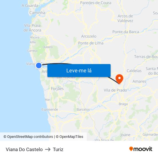 Viana Do Castelo to Turiz map