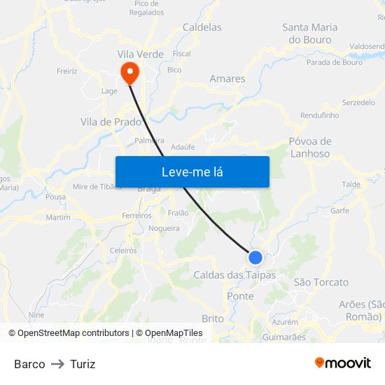 Barco to Turiz map