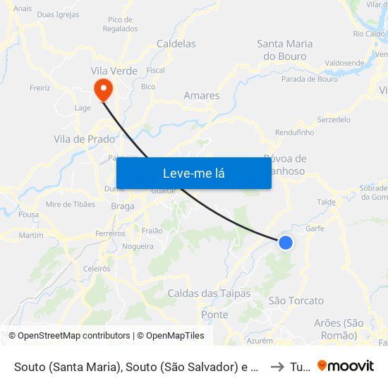 Souto (Santa Maria), Souto (São Salvador) e Gondomar to Turiz map