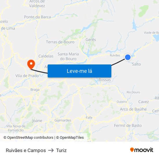 Ruivães e Campos to Turiz map