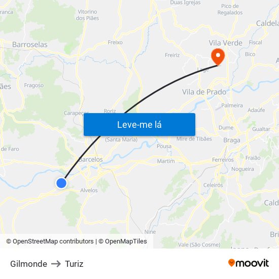 Gilmonde to Turiz map