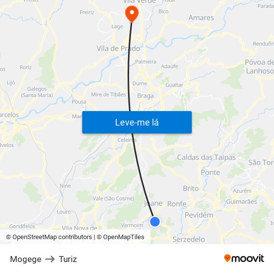 Mogege to Turiz map