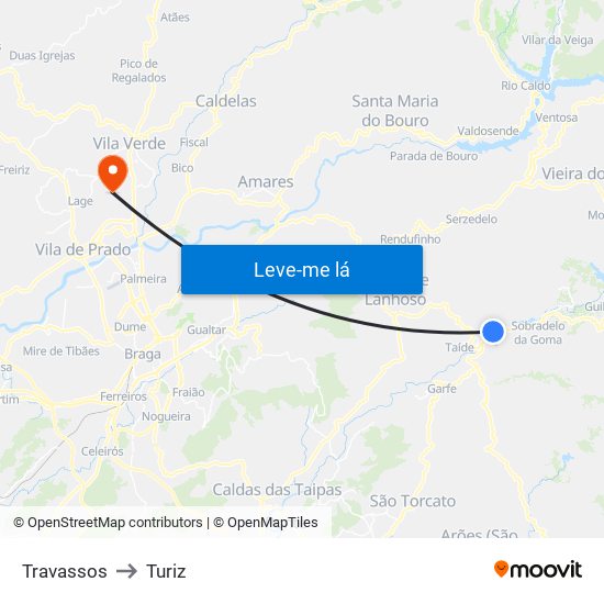 Travassos to Turiz map