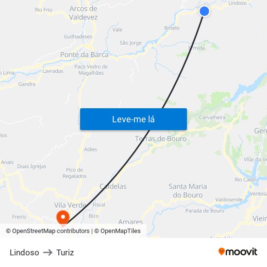 Lindoso to Turiz map