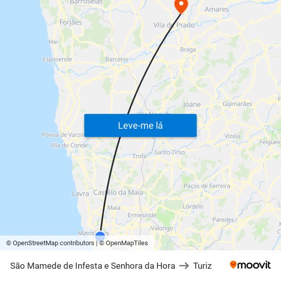 São Mamede de Infesta e Senhora da Hora to Turiz map