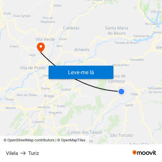 Vilela to Turiz map