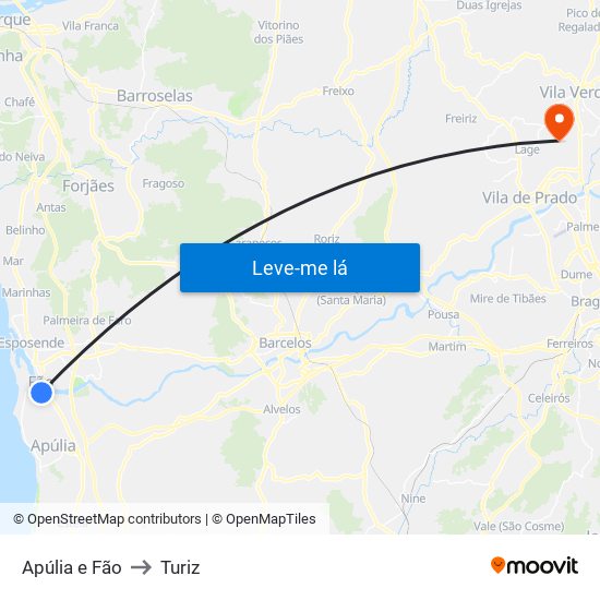 Apúlia e Fão to Turiz map