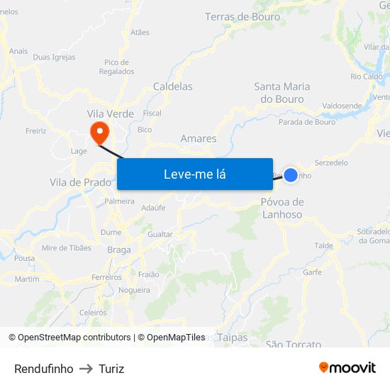 Rendufinho to Turiz map