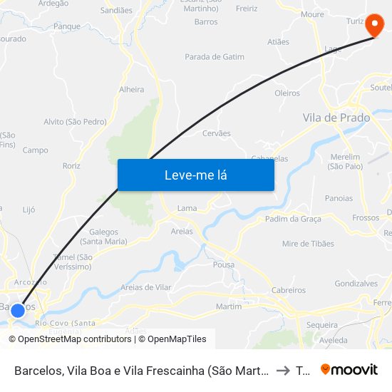 Barcelos, Vila Boa e Vila Frescainha (São Martinho e São Pedro) to Turiz map