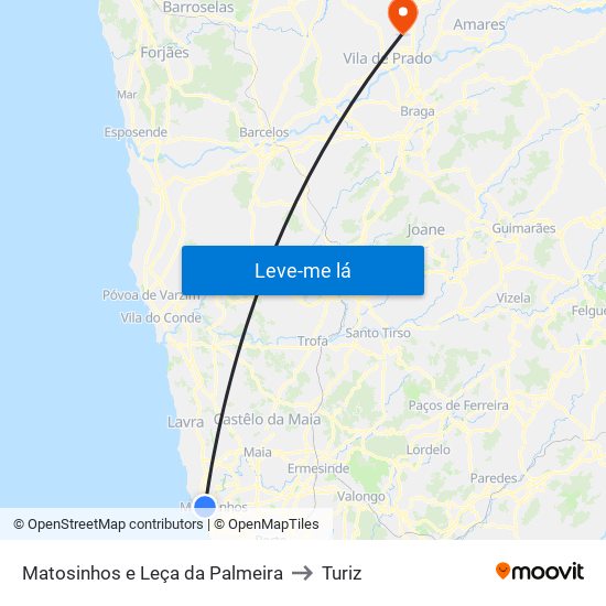 Matosinhos e Leça da Palmeira to Turiz map