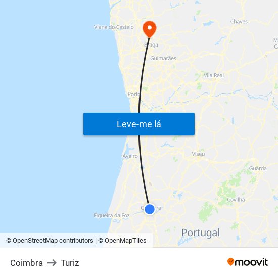 Coimbra to Turiz map