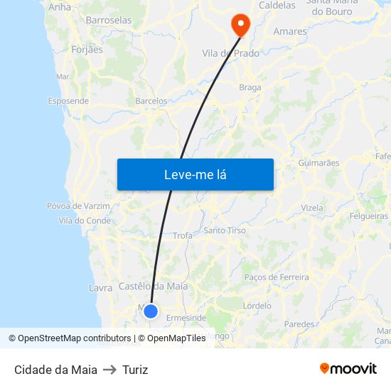 Cidade da Maia to Turiz map