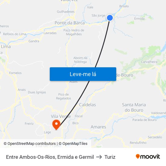 Entre Ambos-Os-Rios, Ermida e Germil to Turiz map