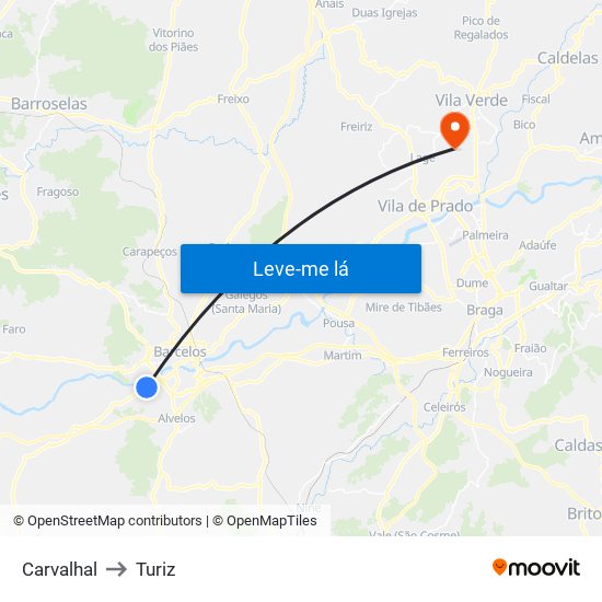 Carvalhal to Turiz map