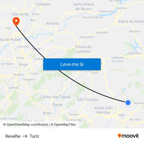 Revelhe to Turiz map