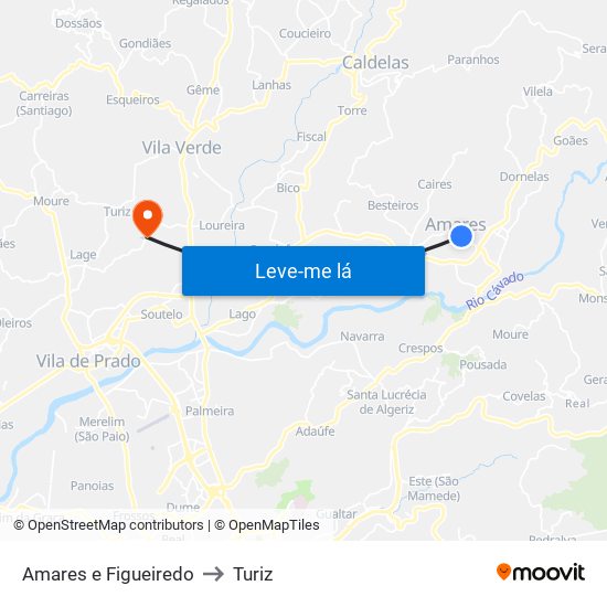 Amares e Figueiredo to Turiz map