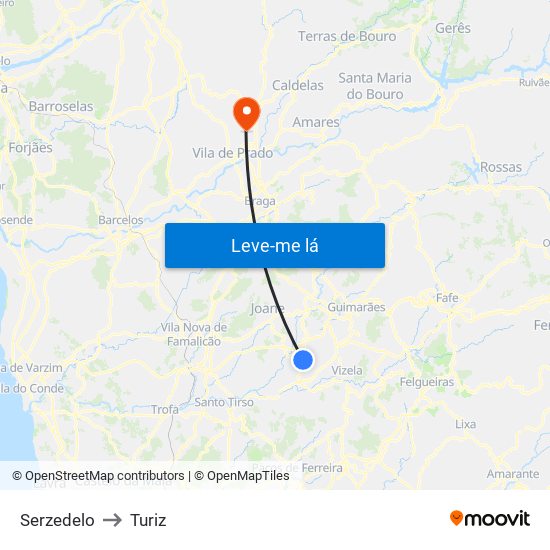 Serzedelo to Turiz map