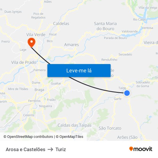 Arosa e Castelões to Turiz map