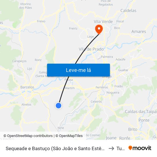 Sequeade e Bastuço (São João e Santo Estêvão) to Turiz map